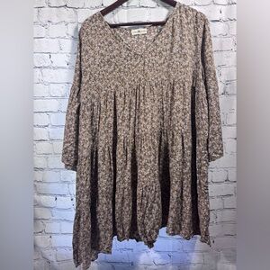 NATURAL LIFE Earthy Floral Long Sleeve Dress